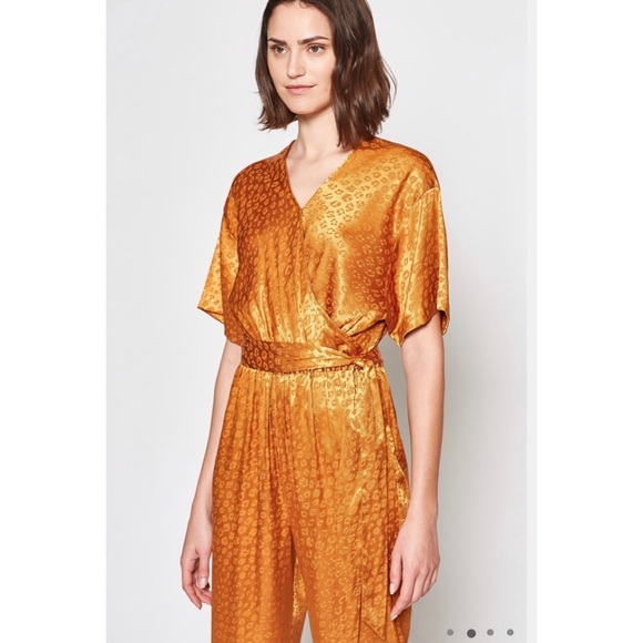 NWT Joie Tau Leopard Jumpsuit in Copper Sz Large - Picture 3 of 12
